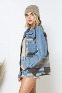 Aztec denim shacket